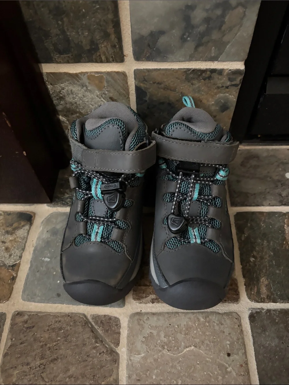 Keen Kids Gray and Teal Hiking Boots